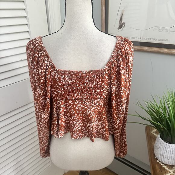 THE FISHERMANS DAUGHTER Womens Small Cropped Ballon Sleeve Cut Out Boho Chic - Picture 5 of 13